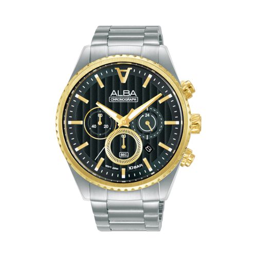 ساعة يد ألبا رجالي فلاجشيب سوار استانلس ستيل مينا لون أسود AT3H96X1