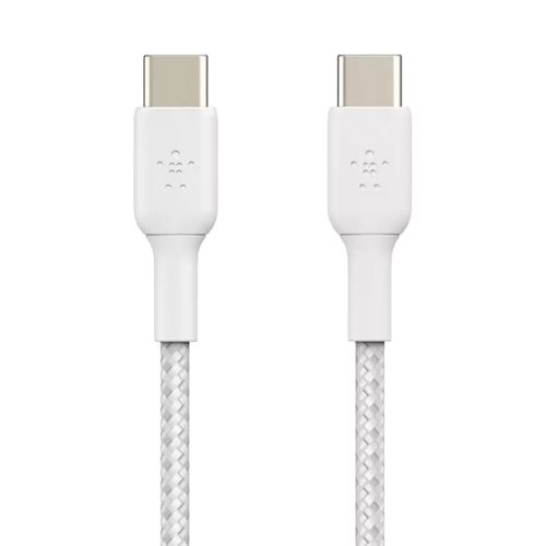 كابل بيلكن شحن سريع USB-C إلى USB-C مجدول  1 متر قطعتين أبيض