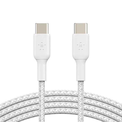 كابل بيلكن USB-C إلى USB-C مجدول 1 متر أبيض