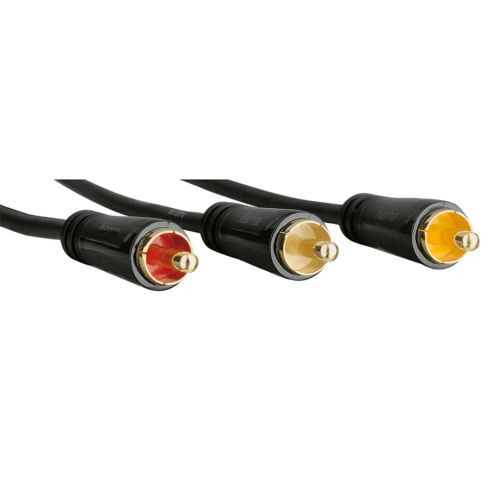 كابل هاما ‏Audio/Video 3 RCA Plugs - 3 RCA Plugs مطلي بالذهب 1.5متر أسود HAMA122157