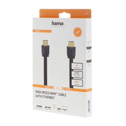 كابل هاما High Speed HDMI™ موصل إلى موصل إيثرنت مطلي بالذهب 1.5متر أسود HAMA205013