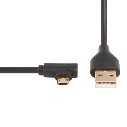 كابل هاما 90° Angled Plug مطلي بالذهب Twist-proof Micro-USB 2.0 بطول 1متر أسود HAMA54545