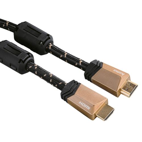 كابل هاما ‏Premium HDMI™ إيثرنت موصل إلى موصل Ferrite معدني 1.5متر أسود x ذهبي HAMA122210