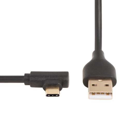 كابل هاما 90° Angled Plug مطلي بالذهب Twist-proof USB-C 2.0 بطول 1متر أسود HAMA135738