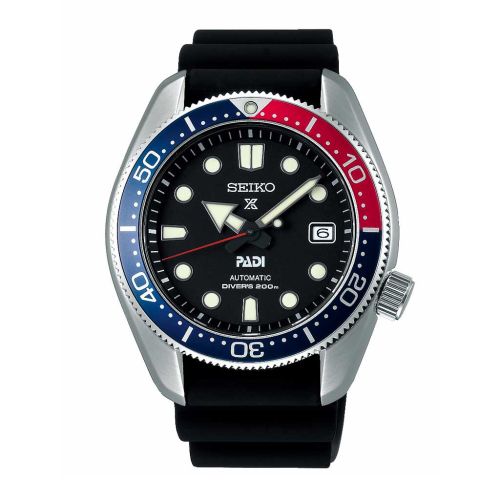 ساعة يد سيكو رجالي بروسبكس سوار مطاط أسود ، مينا لون أسود SPB087J1